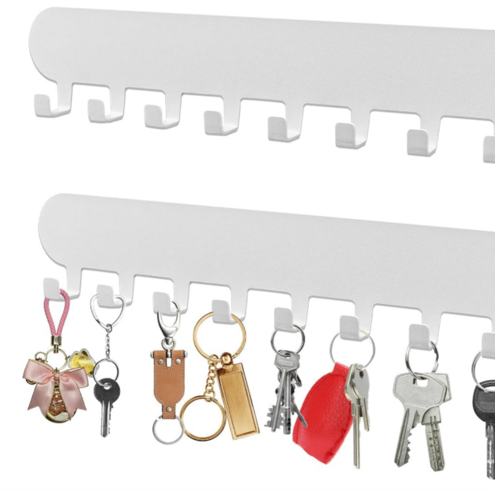 AIVORO Set of 2 Key Holders with 8 Hooks (White)