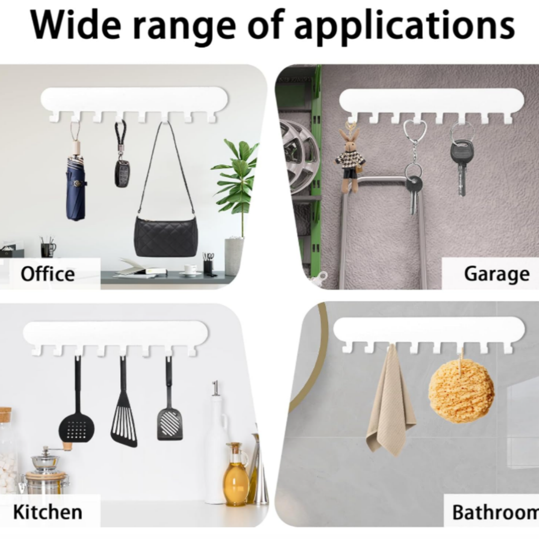 AIVORO Set of 2 Key Holders with 8 Hooks (White)