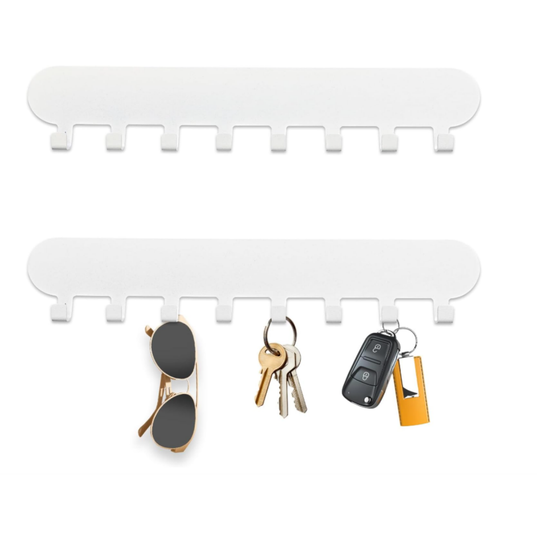 AIVORO Set of 2 Key Holders with 8 Hooks (White)