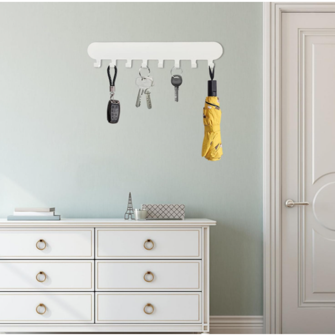 AIVORO Set of 2 Key Holders with 8 Hooks (White)
